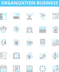 Organization business vector line icons set. Company, Management, Business, Profit, Structure, Operation, Process illustration outline concept symbols and signs