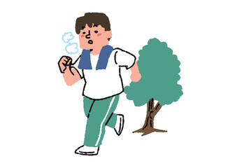 屋外で運動する男性　病気の治療や予防
