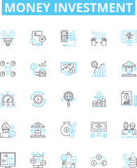 Money investment vector line icons set. Funding, Banking, Securities, Stocks, Bonds, Finance, Cash illustration outline concept symbols and signs