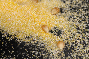 yellow corn grain flour for cooking polenta porridge
