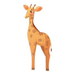 Cute baby giraffe. Baby animal clipart. Cafari animal. Vector cartoon illustration
