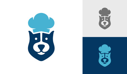 Dog with chef hat logo design