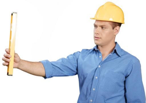 Construction Worker Using Level - Isolated