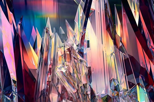 Fototapeta Beautiful abstract background of colored crystals. Neural network AI generated art