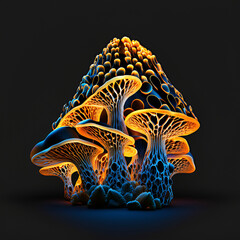 mushrooms on a black  generative ai