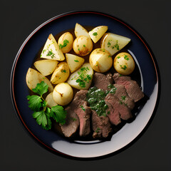 beef steak with vegetables , generative ai