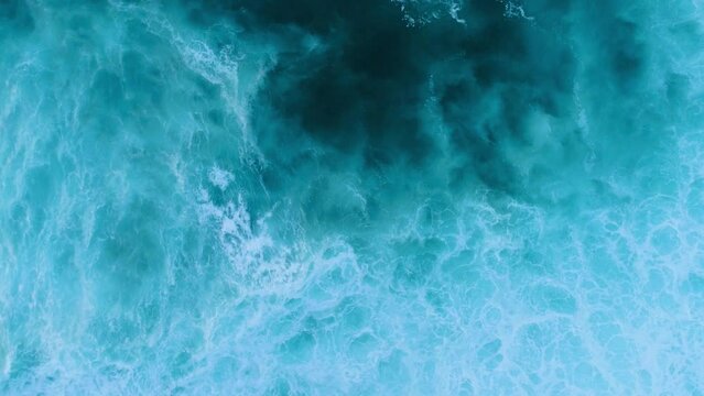 Aerial Top Down Drone View of Kauai Hawaii Napali Coast Ocean Waves