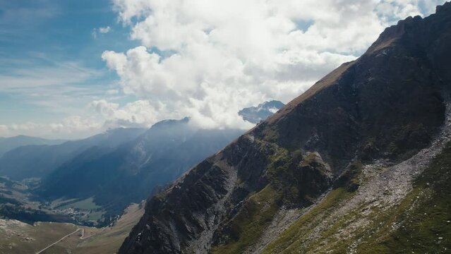 Flying over the Col Agnel, Italian and French border 4K Drone