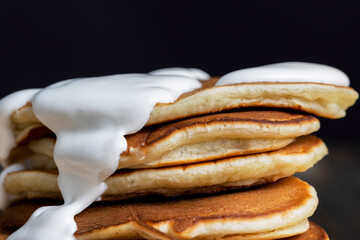 homemade pancakes made of milk and flour on the table