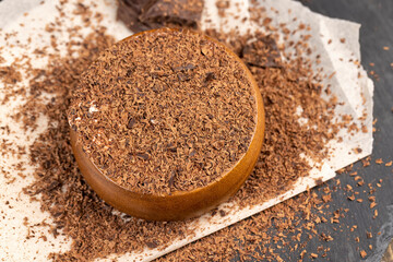 Creamy yogurt with chocolate close up