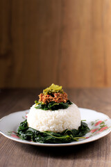 Nasi Padang with Rendang and Sambal Ijo