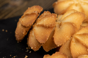 Crumbly shortbread cookies on the table