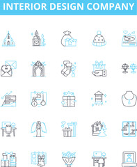 Fototapeta na wymiar Interior design company vector line icons set. Interior, design, company, decorator, architect, style, consultancy illustration outline concept symbols and signs