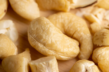 fresh cashew nuts on the table