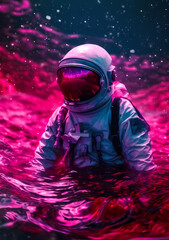 Space man swimming, Background Concept, artwork and digital art, Illustration, wallpaper, painting Abstract luxury, Mockup, generative AI
 © wemo