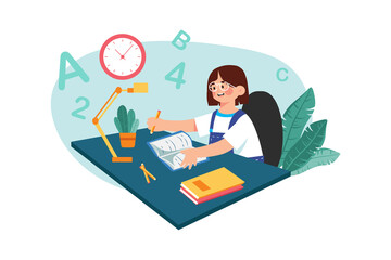 A child practices writing letters and numbers.