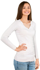Fototapeta premium Confident Smiling Woman with Hand on Hip - Isolated