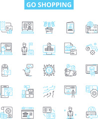 Go shopping vector line icons set. Shopping, Buy, Go, Gather, Purchase, Shop, Acquire illustration outline concept symbols and signs