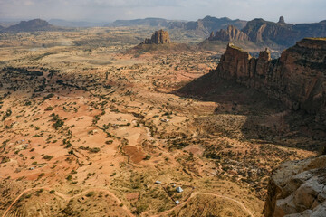 Views of Tigray from Daniel Korkor Church in the Gheralta Mountains, Ethiopia.