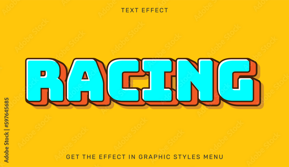 Poster racing editable text effect template in 3d style
