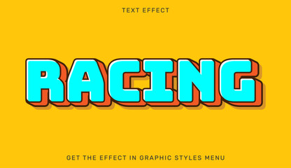 Racing editable text effect template in 3d style