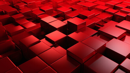 3d geometrical abstract pattern, red squares texture background/wallpaper, AI Generative