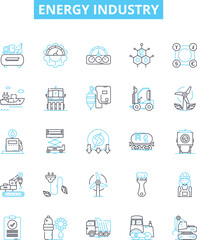 energy industry vector line icons set. Energy, Industry, Oil, Solar, Wind, Nuclear, Hydroelectric illustration outline concept symbols and signs
