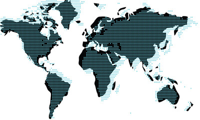 World Map with Light Blue Dotted