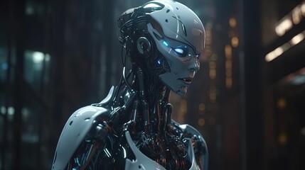 cyborg master, digital art illustration, Generative AI