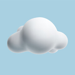 Obraz premium White 3d clouds isolated on a blue background. Render soft round cartoon fluffy clouds icon in the blue sky.