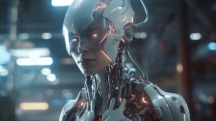 cyborg master, digital art illustration, Generative AI