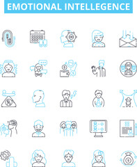 Emotional intellegence vector line icons set. Self-awareness, Empathy, Interpersonal, Awareness, Perspective, Sensitivity, Skill illustration outline concept symbols and signs