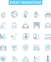 Event marketing vector line icons set. Event, Marketing, Planning, Organizing, Promotion, Advertising, Strategy illustration outline concept symbols and signs