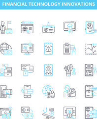 Financial technology innovations vector line icons set. Fintech, FinTech, Financial-Tech, FinTechs, Innovations, Banking-Tech, Payment-Tech illustration outline concept symbols and signs