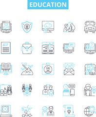 Education vector line icons set. School, Learning, College, Institute, Study, Knowledge, Skill illustration outline concept symbols and signs
