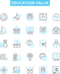 Education value vector line icons set. seperationLearning, Knowledge, Instruction, Understanding, Skills, Wisdom, Awareness illustration outline concept symbols and signs
