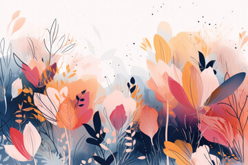 Flower watercolor art background vector.
