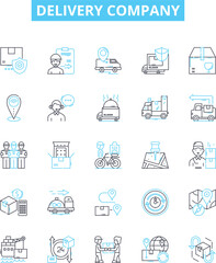 Delivery company vector line icons set. Delivery, Company, Courier, Shipping, Logistics, Trucking, Parcel illustration outline concept symbols and signs