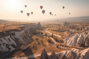Hot air balloon over Cappadocia, Türkiye.