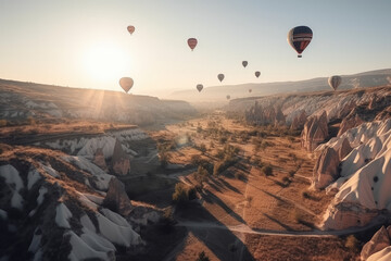 Fototapeta na wymiar Hot air balloon over Cappadocia, Türkiye.