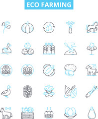 Eco farming vector line icons set. Eco-farming, Sustainable, Organic, Agriculture, Green, Regenerative, Environment illustration outline concept symbols and signs