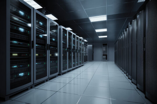 Racks in a modern data center.