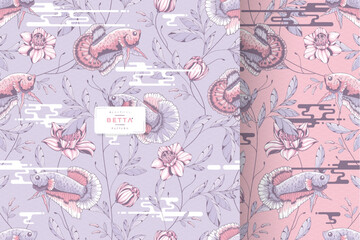 beautiful fish and floral pattern design