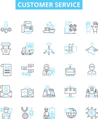 Customer service vector line icons set. Support, Assistance, Help, Care, Response, Feedback, Attendance illustration outline concept symbols and signs