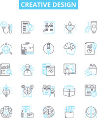 Creative design vector line icons set. Design, Creative, Artistic, Aesthetic, Innovative, Graphic, Stylish illustration outline concept symbols and signs