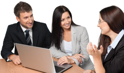 Portrait of Businesspeople Working with Laptop