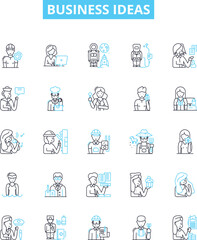 Business ideas vector line icons set. Innovation, Entrepreneurship, Franchise, Start-up, Marketing, Merger, Networking illustration outline concept symbols and signs