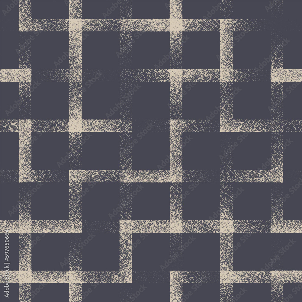 Poster intertwined lines geometric seamless pattern vector stipple abstract background. sophisticated struc