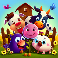 Credible_Farm_animals_happy_smiling_funny_toddlers_version