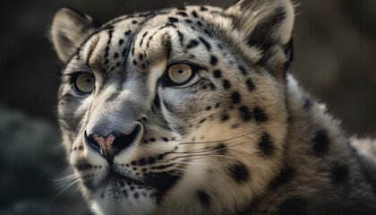 Fototapeta premium Spotted big cat staring beauty in nature generated by AI